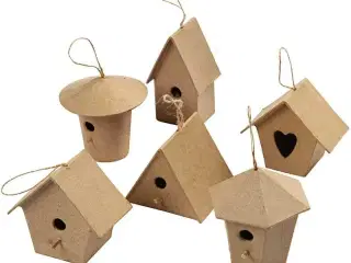 Mini Fuglehuse, H: 7 cm, 6stk./ 1 pk.