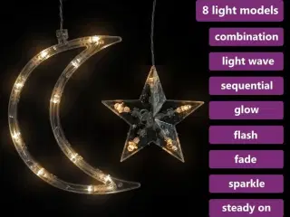 Fairy lights-lyskæder stjerne og måne 138 LED'er varm hvid