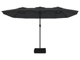 Parasol med dobbelt parasoldug og LED-lys 449x245 cm sort