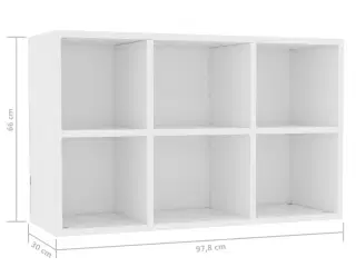 Bogreol/skænk 66x30x98 cm konstrueret træ hvid