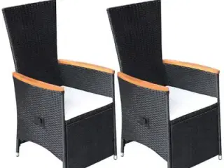 vidaXL havelænestole med hynder polyrattan sort