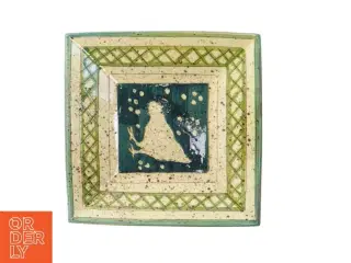 Håndlavet fransk keramiktallerken (str. 22x22 cm)