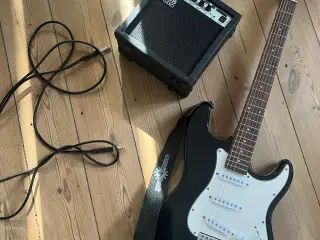 Elektrisk guitar m. forstærker