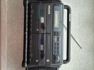 Philips FM radio og dobbelt kassettebåndoptager