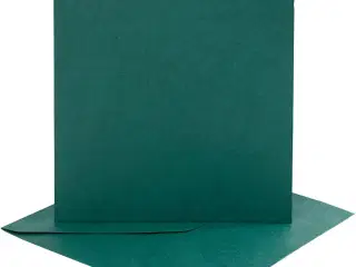 Kort og kuverter, kort str. 15,2x15,2 cm, kuvert str. 16x16 cm, 230 g, mørk grøn, 4sæt/ 1 pk.