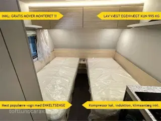 2025 - Weinsberg CaraCito 470 EU E-Power   LAV VÆGT. FULDELEKTRISK campingvogn med enkeltsenge. EGENVÆGT KUN 955 KG !!