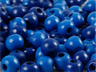 Træperler, diam. 8 mm, hulstr. 2 mm, blå, 15g/ 1 pk.