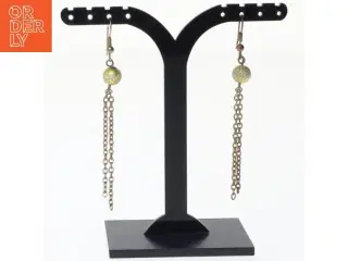 Øreringe med kæde og perle (str. 7 x 1 cm)