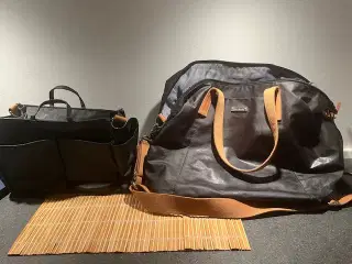 Storksak Noa Pusletaske Sæt i Coated Canvas – Sort