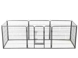 Løbegård til hunde 8 paneler stål 80 x 80 sort