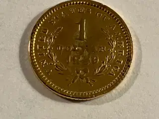 USA Dollar 1849 Guld - Pudset og monteringsspor