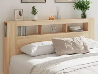 Sengegavl 200x18,5x103,5 cm LED-lys konstrueret træ sonoma-eg