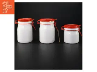 Emailleret beholder med låg (str. 15 x ø 9 cm 11 x ø 9 cm)