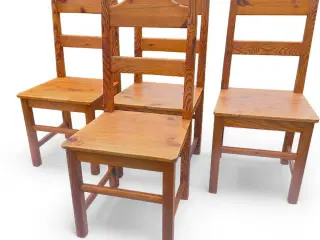 Sæt med 4 vintage fyrretræsstole – 1970’erne