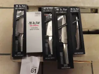 4 stk. Knive GLOBAL & slibesten