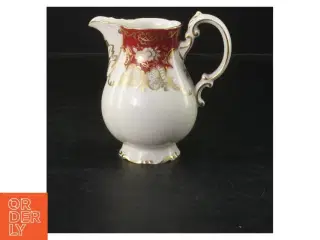 Porcelæn mælkekande med rødt og guld design (str. 10 cm)
