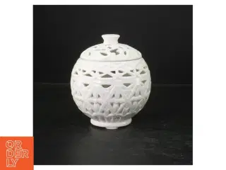 Dekorativ porcelæns krukke/skål med låg fra Villa Collection (str. 15 cm)
