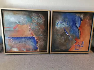 2 Meget Flotte Abstrakte Malerier 