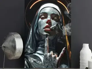 * Lærredsmaleri; Sejeste nonne