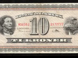 10 kr Seddel 1963 H3 Oj erstatningsseddel