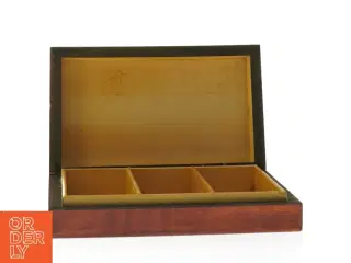 Antik Polsk Trææske Messing indlæg og med indgraveret mønster (str. 15 x 9 cm)