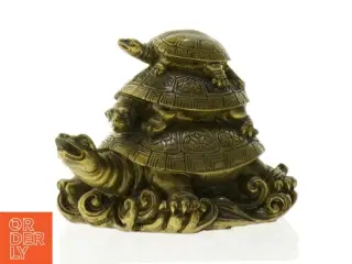 Gul metal skildpadde figur (str. 10 x 7 cm)
