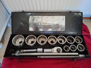 1 tomme topnøglesæt 36 - 80 mm