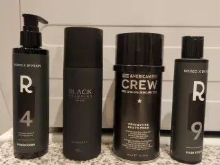 Hårprodukter som Hair tonic, hårspray, barberskum 