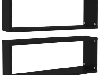 Væghylder 2 stk. 60x15x23 cm kubeformet konstrueret træ sort