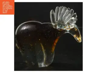 Glasfigur af en elg (str. 14x14 cm)