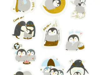 Washi stickers, pingviner, str. 40-53 mm, 30stk./ 1 pk.