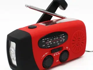 Håndsvingradio 2000mAh Powerbank, Solceller, Lygte