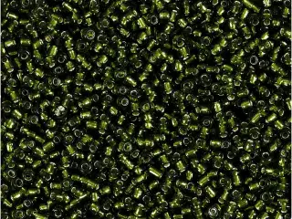Rocaiperler, diam. 1,7 mm, str. 15/0, hulstr. 0,5-0,8 mm, græsgrøn, 25g/ 1 pk.