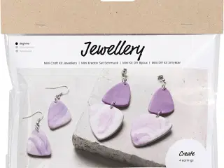 Mini DIY Kit Smykker, Marmorerede øreringe, lys lilla, 1 pk.