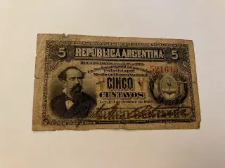 5 Centavos Argentina 1884 - Meget dårlig stand
