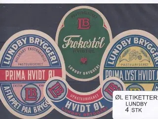 Øl Etiketter - Lundby  4 Stk.