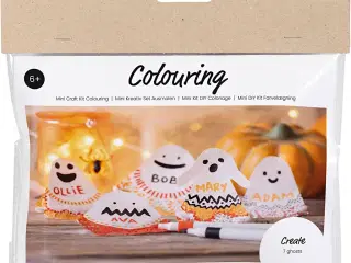 Mini DIY Kit Farvelægning, Spøgelser, sort, lys orange, mellem orange, hvid, 1 pk.