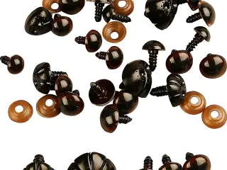 Bamseøjne og -snuder, diam. 10+12,5+15 mm, str. 15+25 mm, 12ass./ 1 pk.