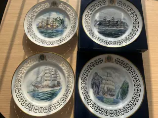 4 stk Windjammer tallerkener med motiver af skoles