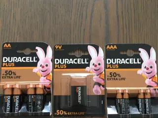 Duracell batterier AA og AAA + 9V.