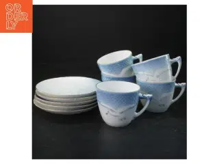 Mågestel 5 Kaffekopper med underkopper fra B&G (str. Ø 14&6x9,5 cm)