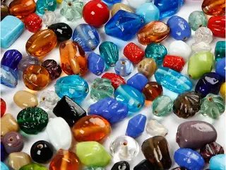 Assorterede Glasperler 7-18 mm - 1000g Mix