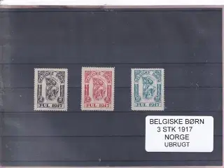 Belgiske Børn - 1917 - Norge - Velgørenhed - 3 Stk. - Ubrugt