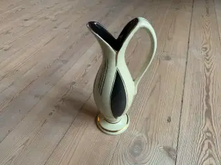 Smuk elegant vase i guld, sort og beige