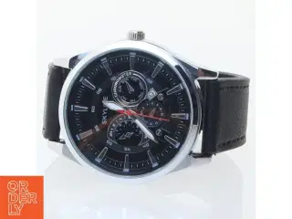 Sort læderarmbåndsur