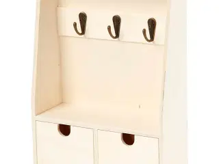 Praktisk nøgleskab med 3 kroge og 2 skuffer