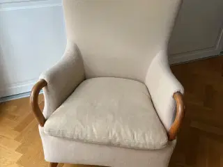 4 Nielaus lænestole i stof m/ ben, armlæn i valnød