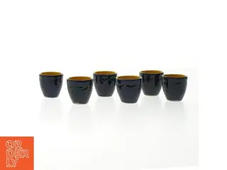 6 blå/gule keramik shotglas / kopper (Ø 4,5 cm)