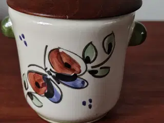 Fin fajance sennepskrukke