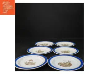 Porcelænstallerkener med blå kant fra Københavns Fajance et Fabrik (str. Ø 15 cm)